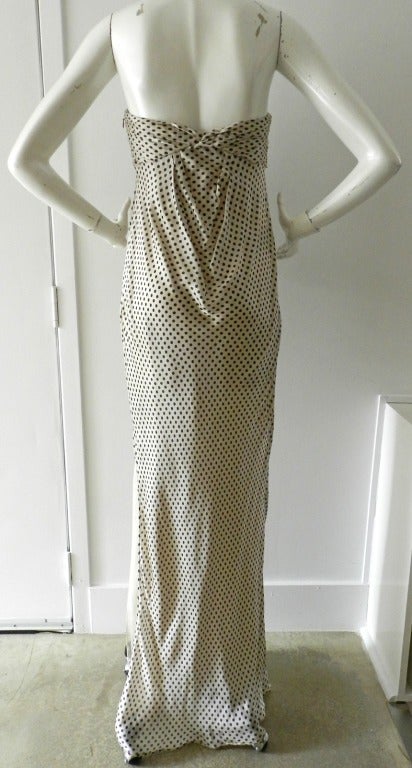 Valentino Polkadot Strapless Silk Long Gown In Excellent Condition In Toronto, ON