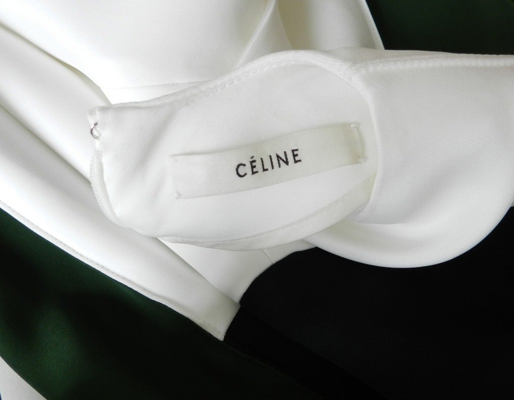 Women's Celine Green and white color block dress