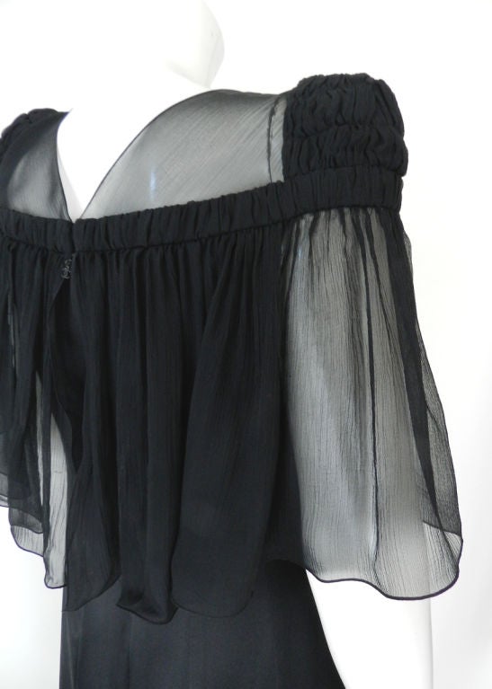 Women's Chanel Black Silk Gown with Sheer Silk Panels