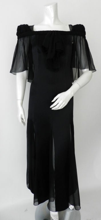Chanel Black Silk Gown with Sheer Silk Panels 4