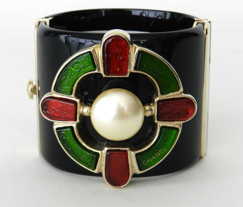 Chanel Gripox and Lucite Wide Cuff Bracelet 3