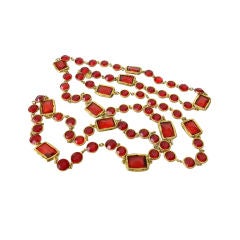 Chanel 1981 Red Chicklet Sautoir Necklace