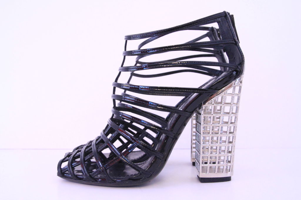Yves Saint Laurent Patent Leather Cage Heels sz.35 at 1stdibs