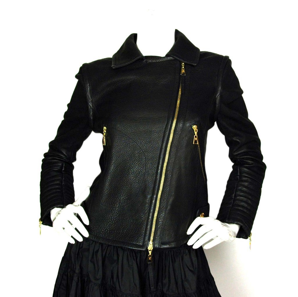 LOUIS VUITTON Black Leather Motorcycle Jacket