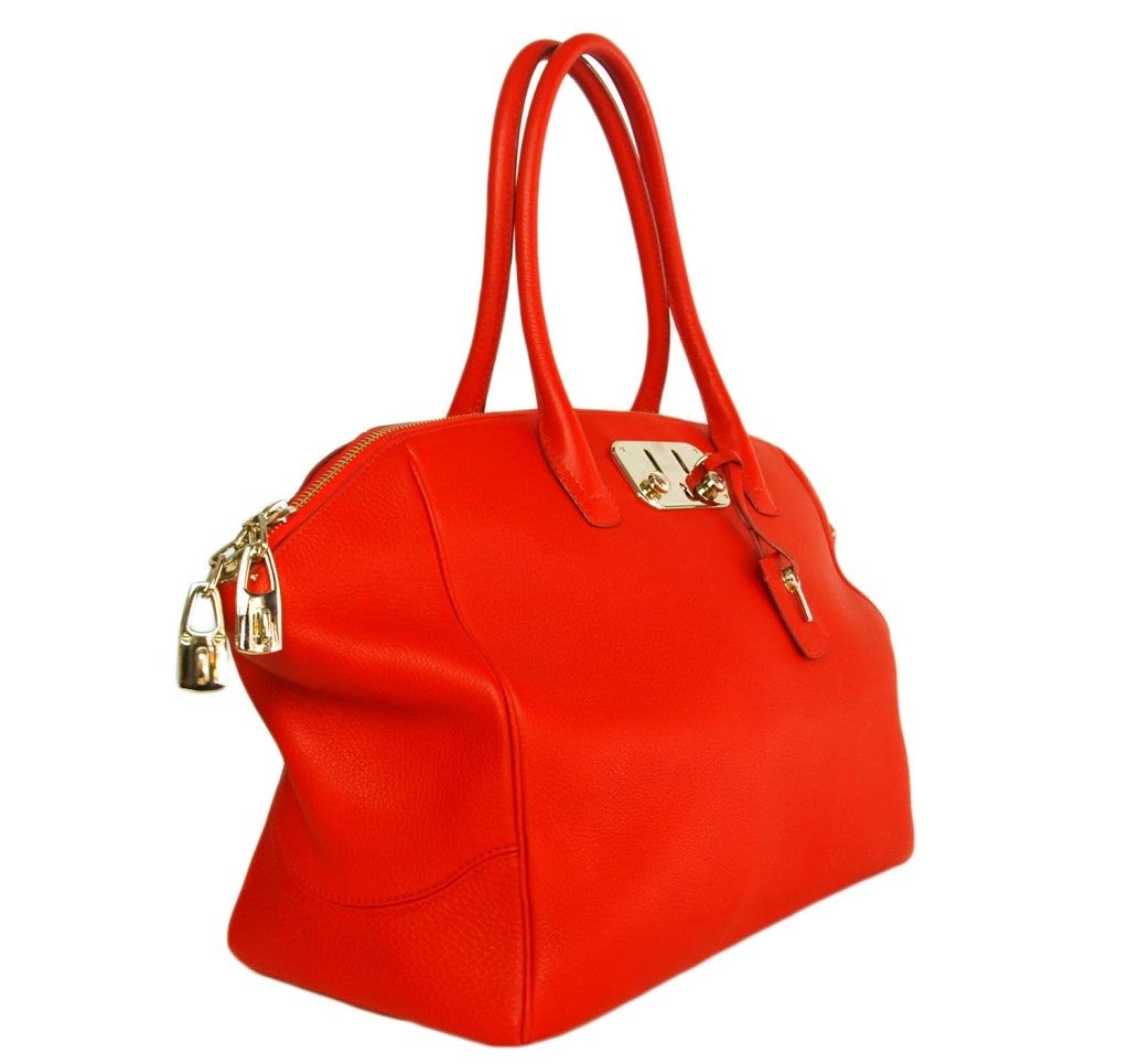 VBH Red Leather Brera Tote Bag