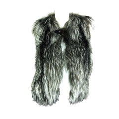 LOUIS VUITTON Silver Fox Fur Vest Jacket with leopard Stephen Sprouse Lining