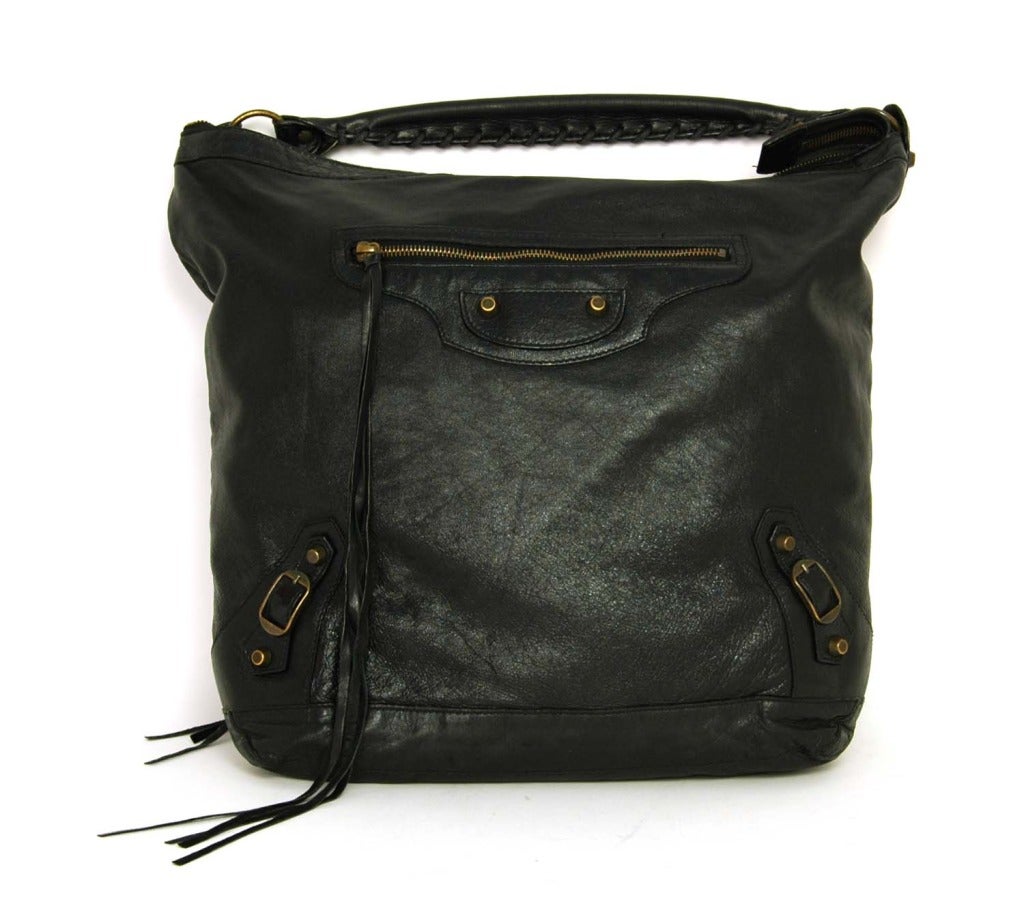 BALENCIAGA Black Leather Day Bag (No Mirror)