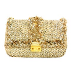 CHRISTIAN DIOR "Miss Dior" Beige Tweed Ltd Ed Shoulder Flap Bag