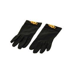 HERMES Black Leather Gloves With Gold Chain Detail