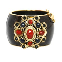 Chanel Bronze Enamel Bracelet with Blue and Red Stones 2