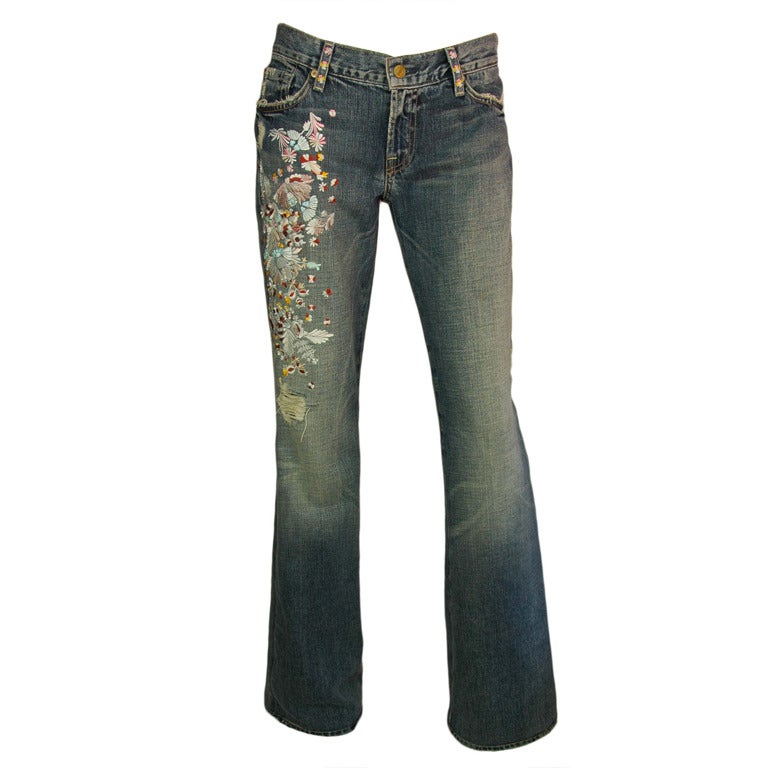 ZAC POSEN 7 For All Mankind Denim Jeans with Floral Print