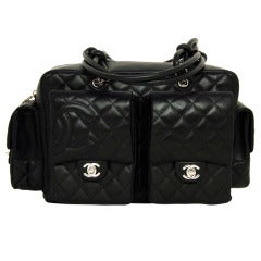 CHANEL Black Quilted Leather Cambon Reporter Bag With Wraparound Logo CC
