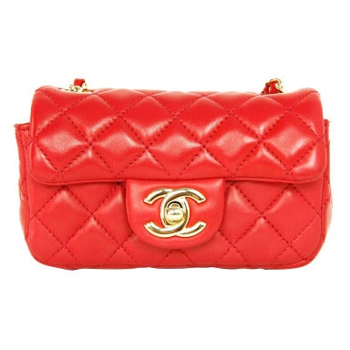 CHANEL Coral Pink Quilted Mini Flap Bag With Goldtone Hardware And