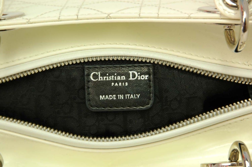 Women's CHRISTIAN DIOR White Patent Leather Lady Dior Bag