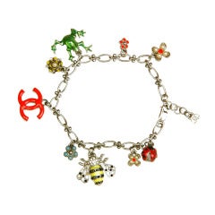 CHANEL Silver Charm Bracelet With Animal And Nature Charms c. 2004