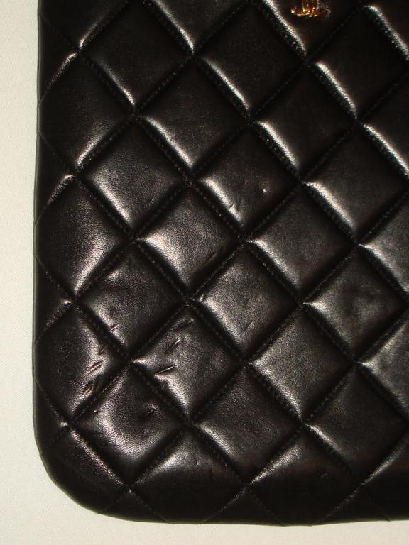 Chanel 1990s Black Quilted Lambskin Leather Hot Water Bottle Bag w Chain 2