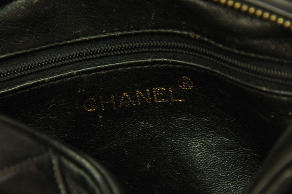 CHANEL Black Quilted Camera Bag W. Tassel c. 1990 4