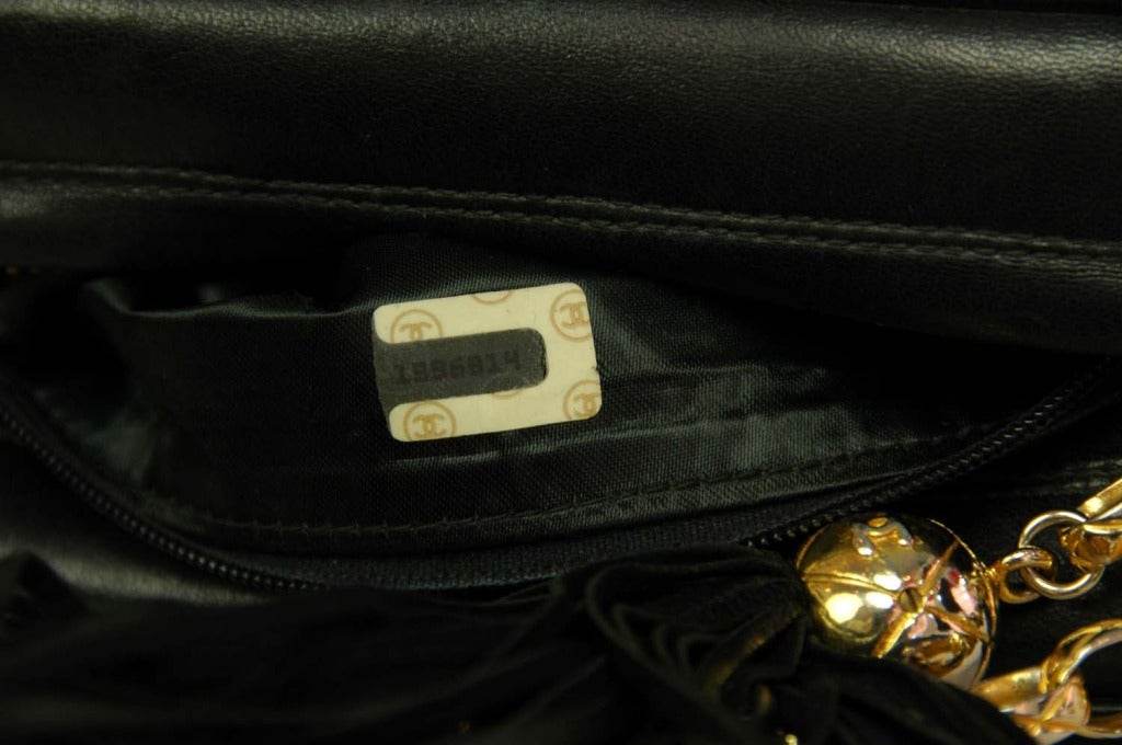 CHANEL Black Quilted Camera Bag W. Tassel c. 1990 5