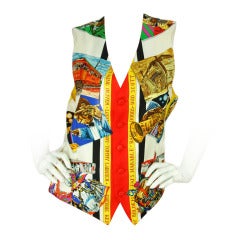 HERMES Silk New Orleans Jazz Printed Vest Sz. 48