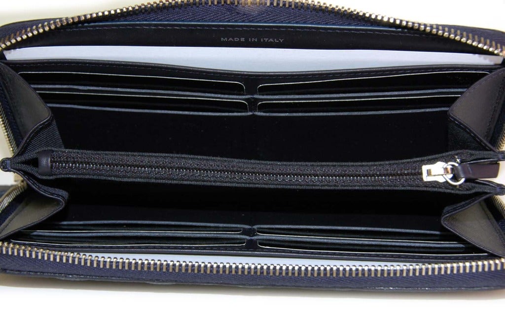 CHANEL NIB Navy Blue Caviar Leather Zip Wallet W. Silver HW c. 2013 6