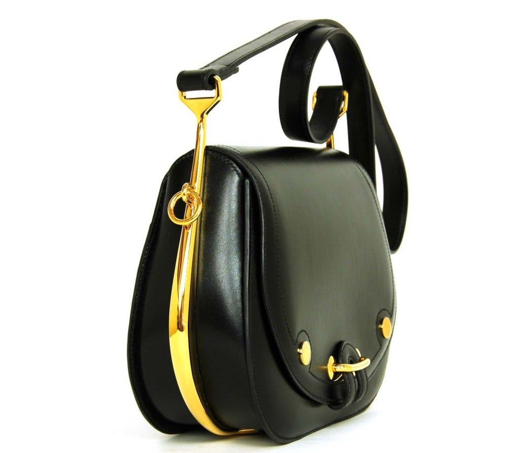 HERMES Black Leather 