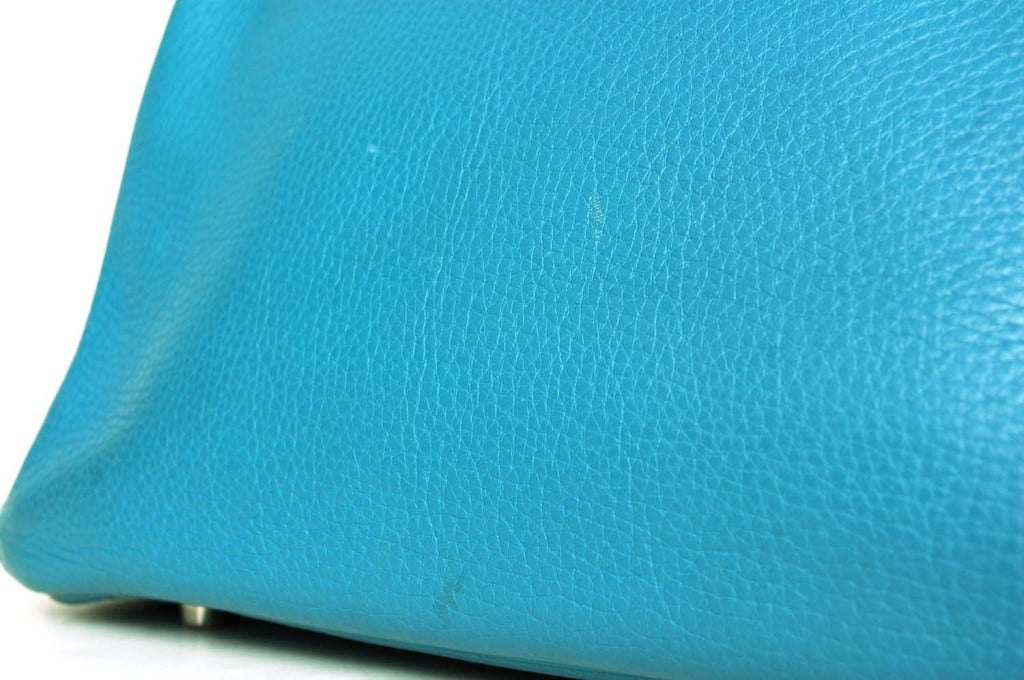 Women's Hermes Togo Leather 2006 Blue Jean Birkin Bag With Palladium Hardware - 35CM