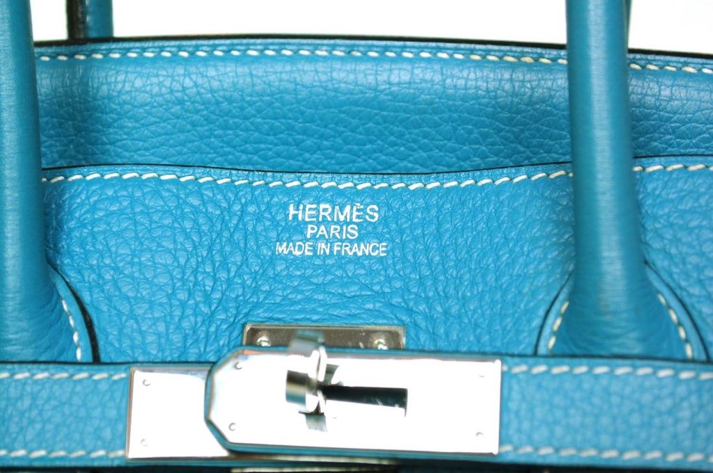 Hermes Togo Leather 2006 Blue Jean Birkin Bag With Palladium Hardware - 35CM 2