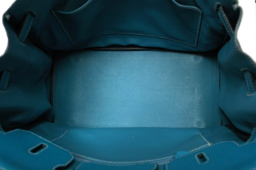 Hermes Togo Leather 2006 Blue Jean Birkin Bag With Palladium Hardware - 35CM 5
