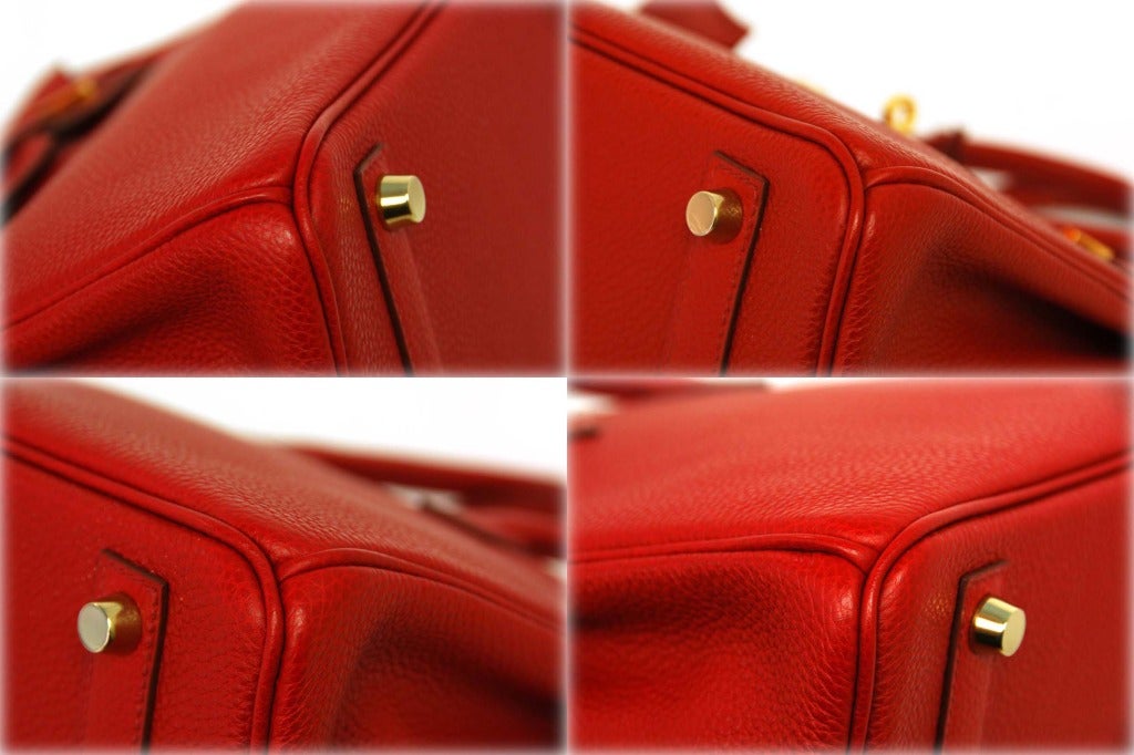 HERMES Red Togo Leather 2007 25cm Birkin Bag With Gold Hardware In Excellent Condition In New York, NY