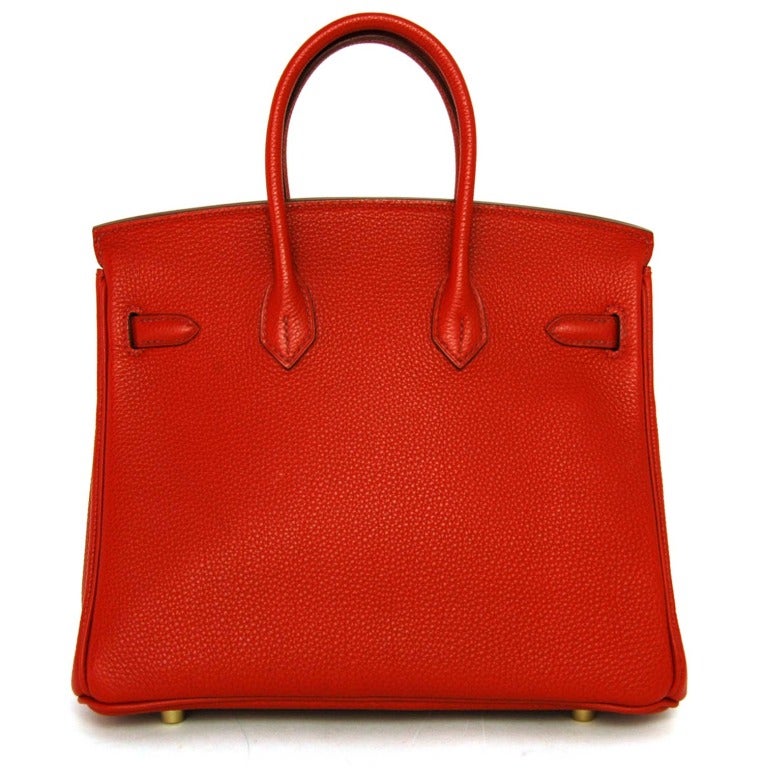 Women's HERMES Red Togo Leather 2007 25cm Birkin Bag With Gold Hardware