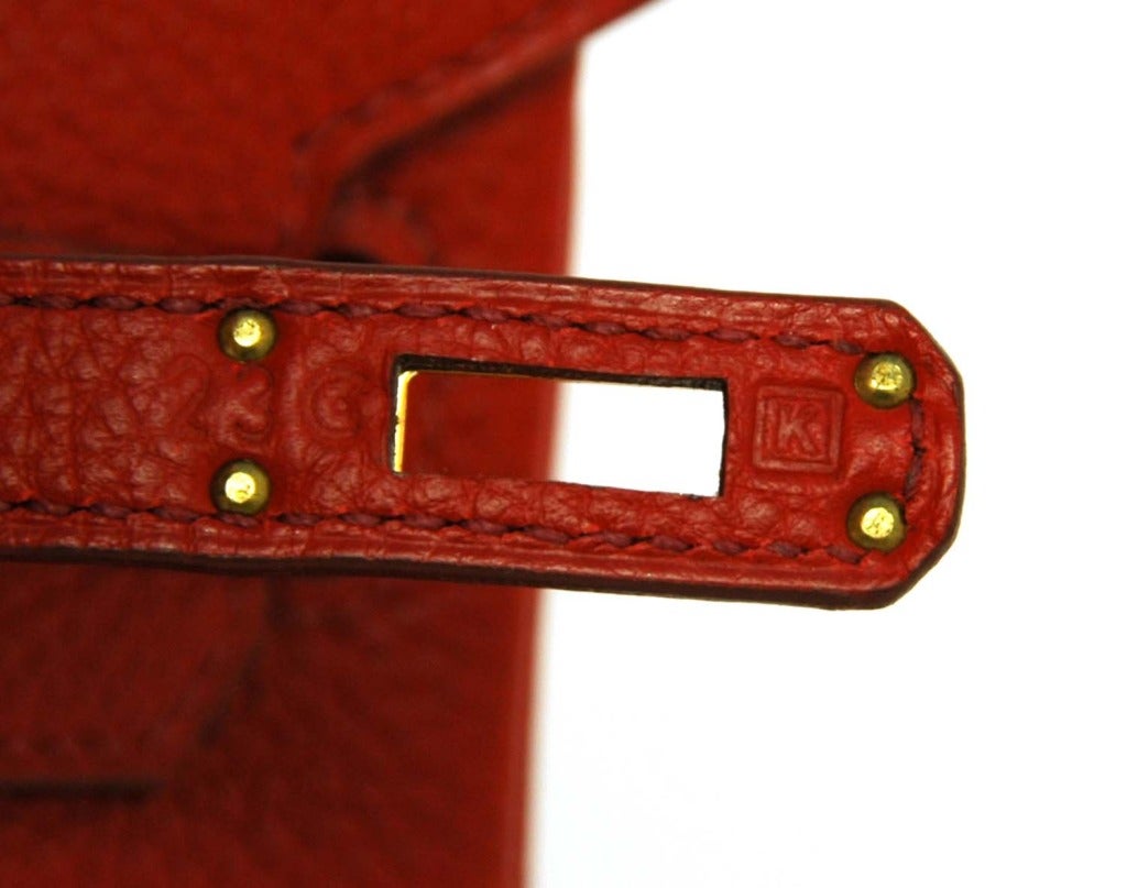 HERMES Red Togo Leather 2007 25cm Birkin Bag With Gold Hardware 1