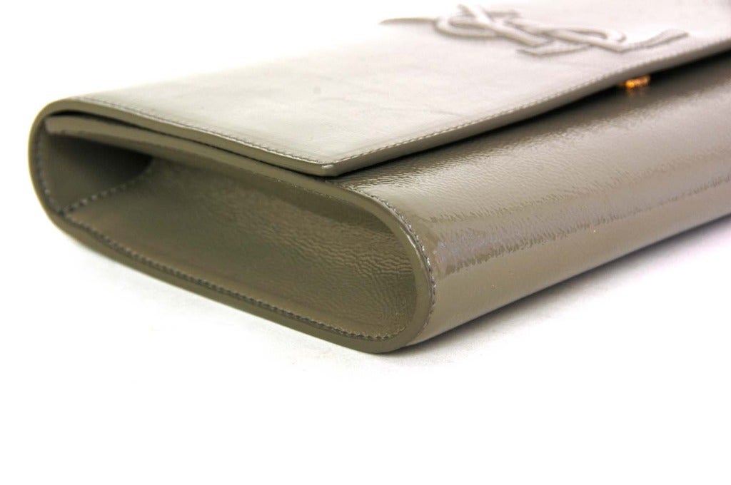 YVES SAINT LAURENT YSL Grey Patent Leather Logo \u0026quot;Sac De Jour ...  