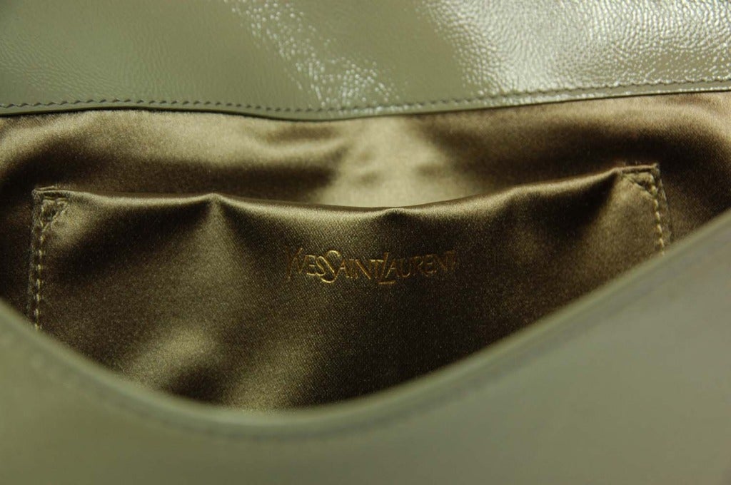 YVES SAINT LAURENT YSL Grey Patent Leather Logo \u0026quot;Sac De Jour ...  