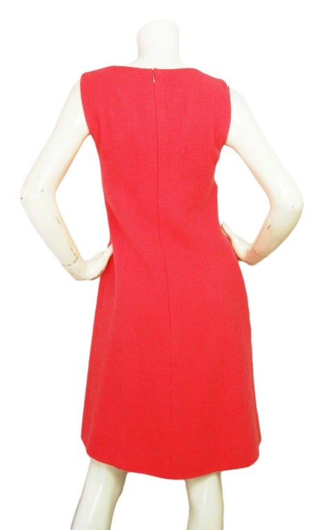 CHANEL Coral Sleeveless Boucle Dress SZ - 40 In Excellent Condition In New York, NY
