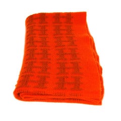 HERMES Orange Cashmere H Logo/Monogram Winter Scarf RT. $1, 400+