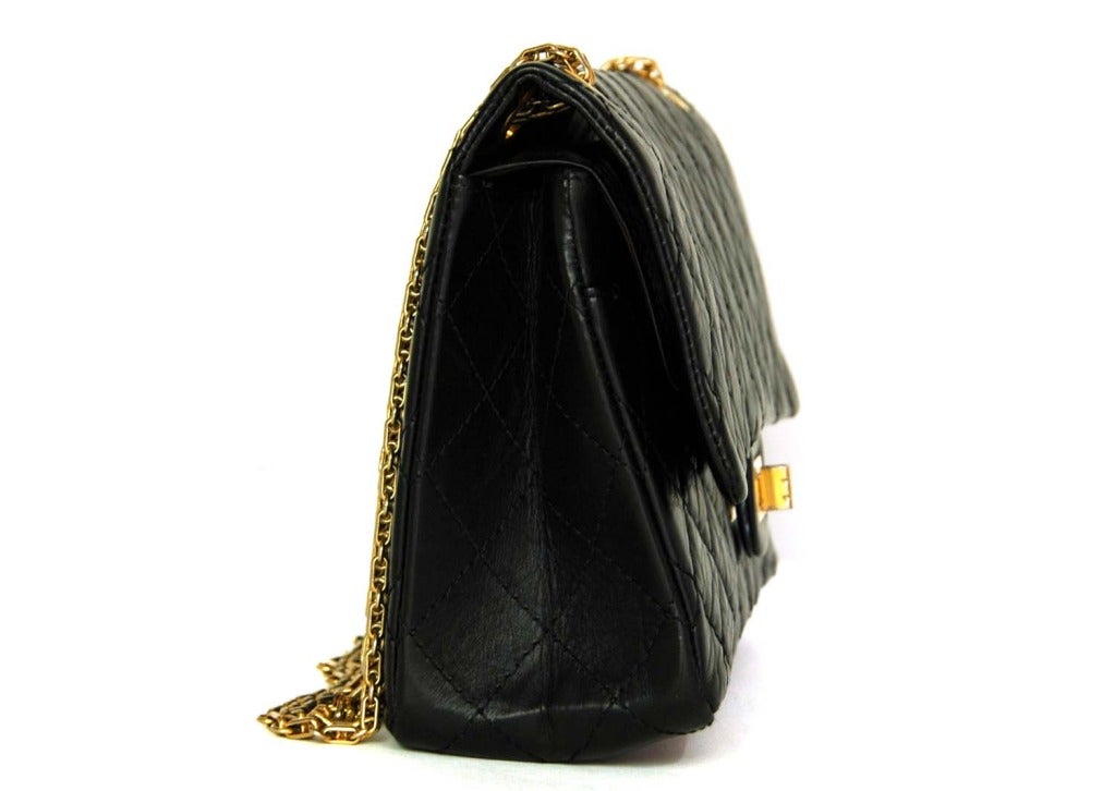 CHANEL Black Quilted Double Flap 226 Reissue 2.55 GHW c. 2010