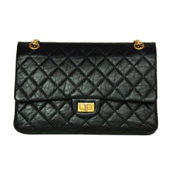 CHANEL Black Quilted Double Flap 226 Reissue 2.55 GHW c. 2010