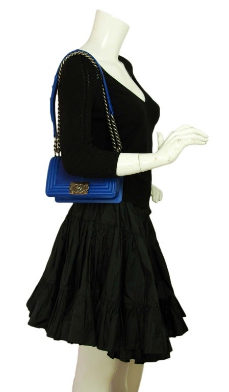 CHANEL Neu In Box Electric Blue Stingray ''Boy Bag'' mit Zinnbeschlägen 2013 5
