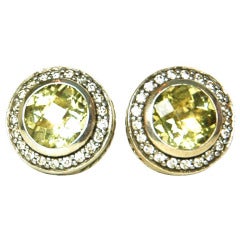 DAVID YURMAN Lemon Citrine & Diamond Pierced Cable Earrings RT. $1, 200