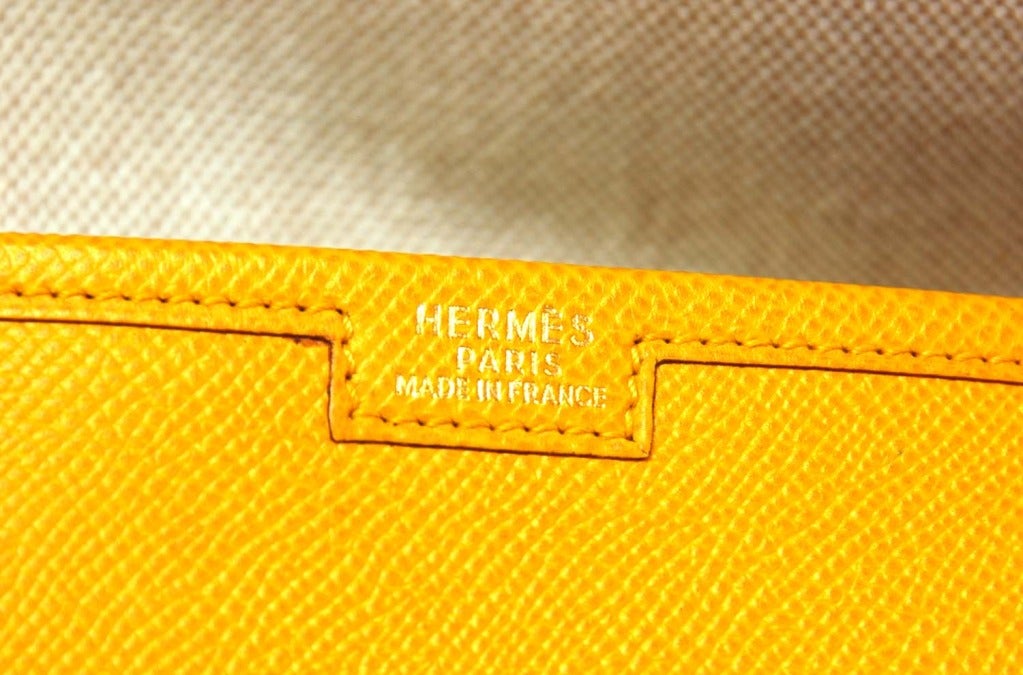 Women's HERMES Yellow Epsom Leather Oversized 'Jige' H Clutch 1997