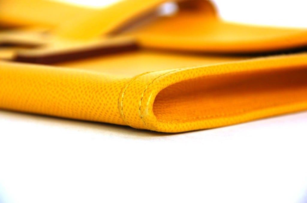 HERMES Yellow Epsom Leather Oversized 'Jige' H Clutch 1997 4