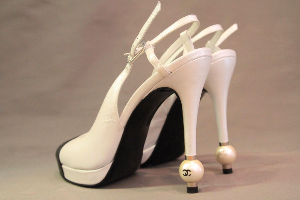 chanel heels with pearl