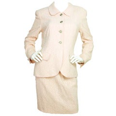 CHANEL Pink Tweed Jacket & Skirt Suit Set Sz. 42
