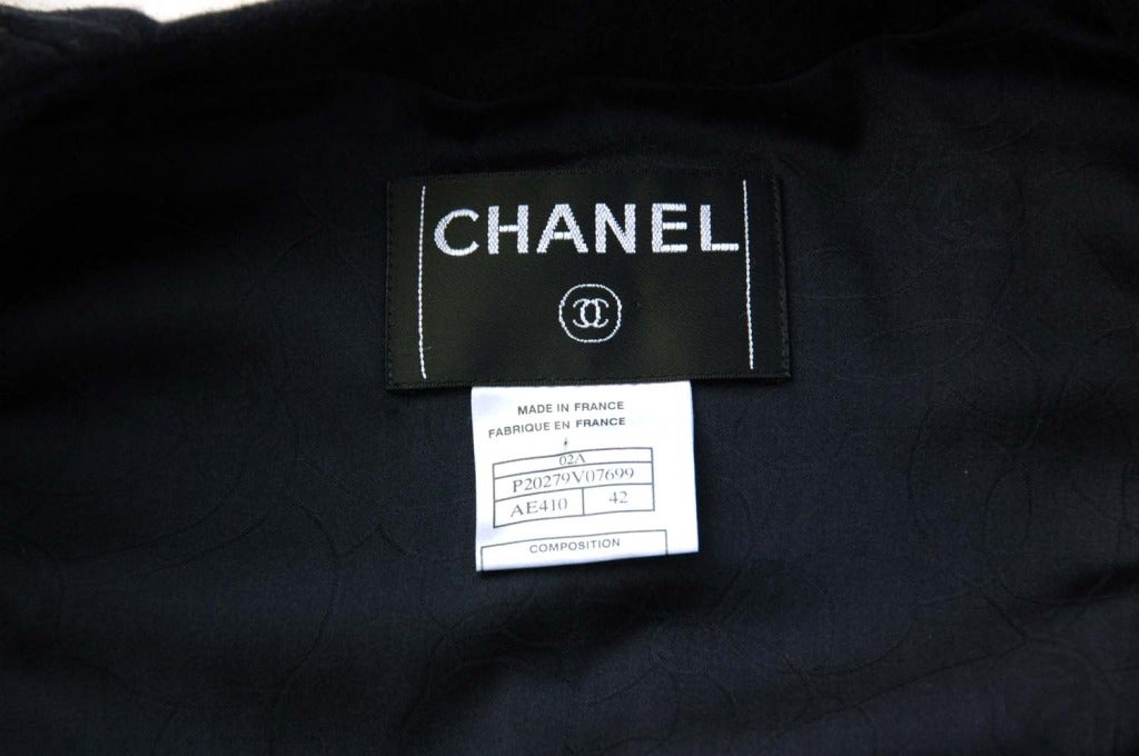 Women's CHANEL 2002 Black Cashmere Jacket & Skirt 2pc Suit Set Sz. 42