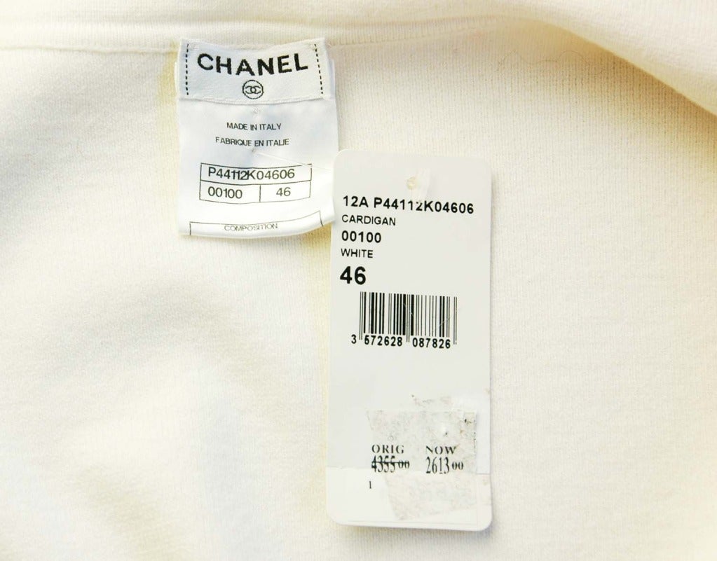 CHANEL White Cotton Jacket W. Elephant Buttons & Belt Sz. 46 RT. $4, 355 1
