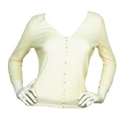 CELINE NEW WITH TAGS Ivory Cashmere Button Down V-Neck Cardigan Sz. L RT. $820