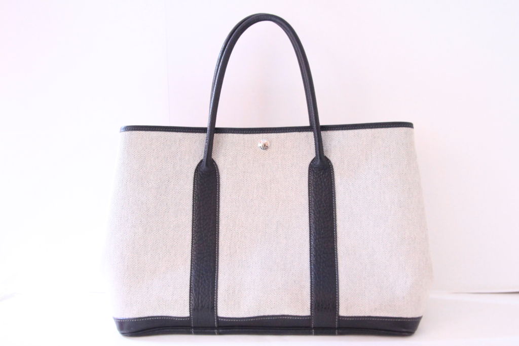 Women's or Men's HERMES TOILE/BLACK GARDEN PARTY BAG