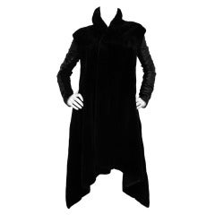 RICK OWENS Black Sheared Mink Coat w. Leather Sleeves SZ - 6