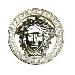 GIANNI VERSACE Silver & Rhinestone Medusa Pin/Brooch