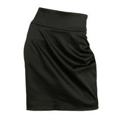 DOLCE & GABBANA NEW WITH TAGS Black Satin Mini Skirt W. Buttons Sz. 42